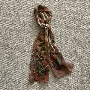 Chico’s Silken Scarf Sheer Patterned Paisley Business Professional FLAW